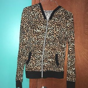 Cheetah Print zip up hoodie, size small